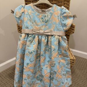Elegant Blue and Gold Kids Dress